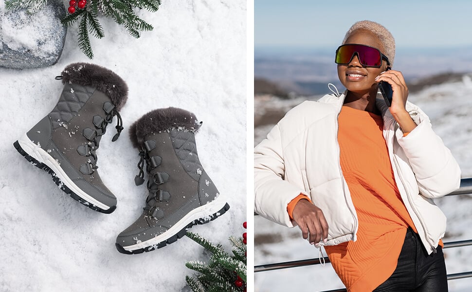 Women's Fur Snow Boots | Mid Calf Winter Boots-Dream Pairs